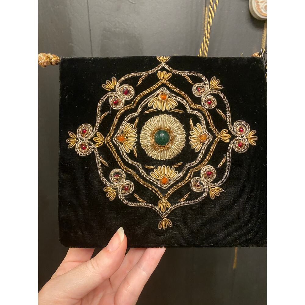 vintage zardozi embroidered velvet shoulder bag, indian purse, ethnic boho
